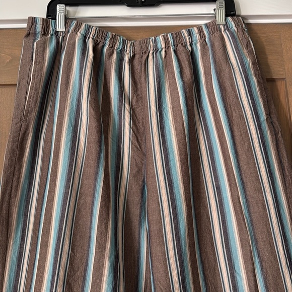 Serengeti Beach pants Womens XL striped Pockets Bohemian Lagenlook 100% Cotton - Picture 3 of 11